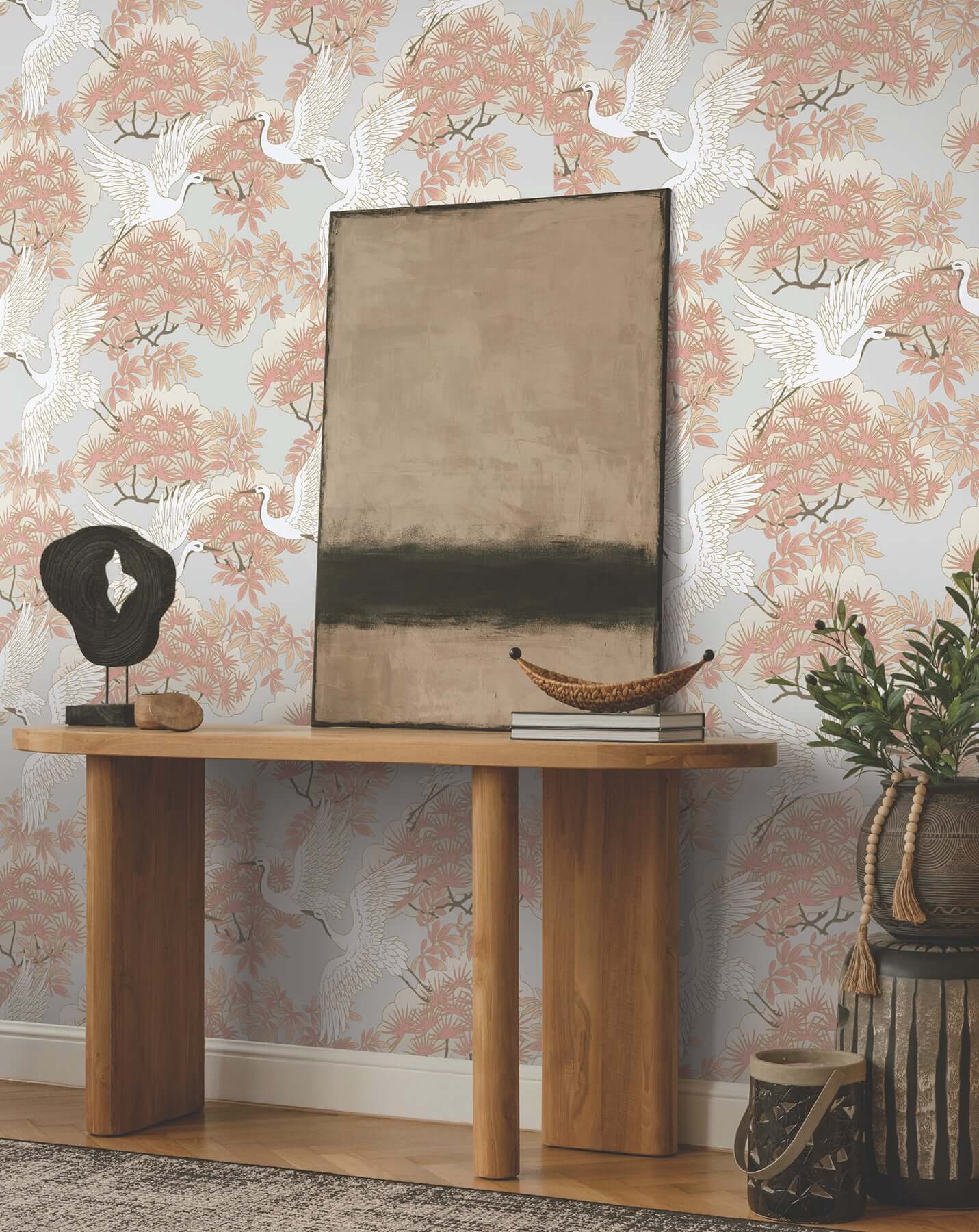 sprig-heron-coral-wallpaper-york-wallcoverings-af6590 - York Wallpaper Wallpaper