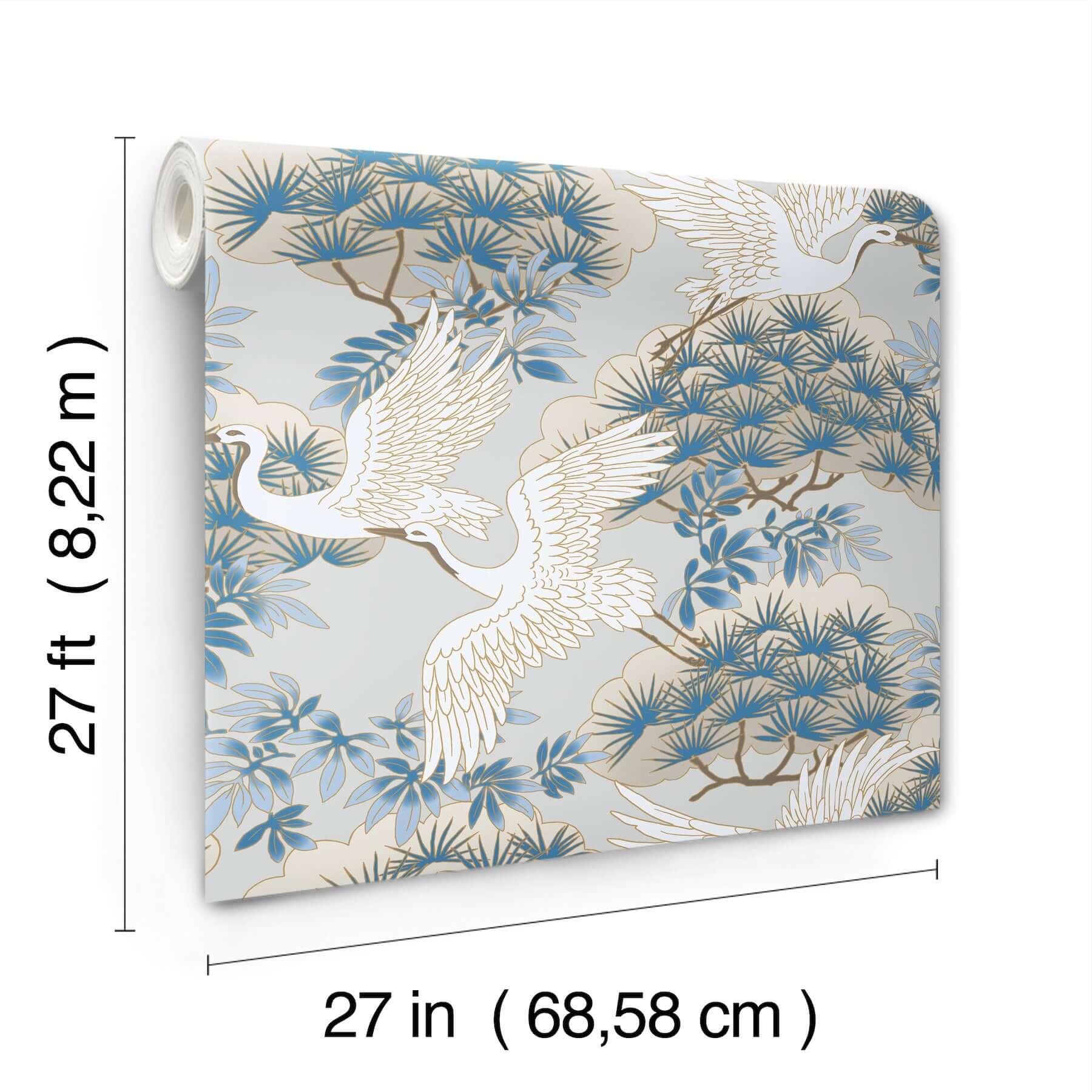 sprig-heron-wallpaper-light-blue-york-wallcoverings-af6591 - York Wallcoverings Wallpaper