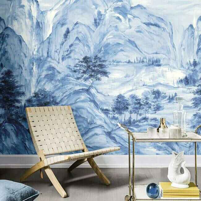 Misty Mountain Blue Wall Mural - York Wallcoverings - AF6598M - York Wallcoverings Wallpaper