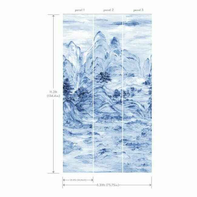 Misty Mountain Blue Wall Mural - York Wallcoverings - AF6598M - York Wallcoverings Wallpaper