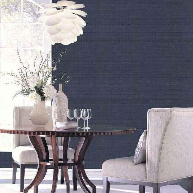 Petite Sisal Wallpaper Dark Blue - York Wallcoverings - NZ0729 - York Wallcoverings Wallpaper