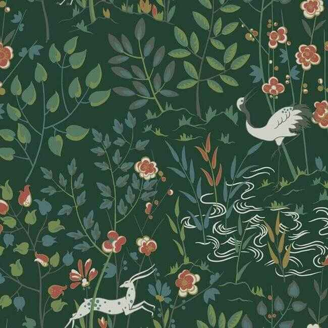 Aspen Dark Green Wallpaper - York Wallcoverings - HO2126 - York Wallcoverings Wallpaper