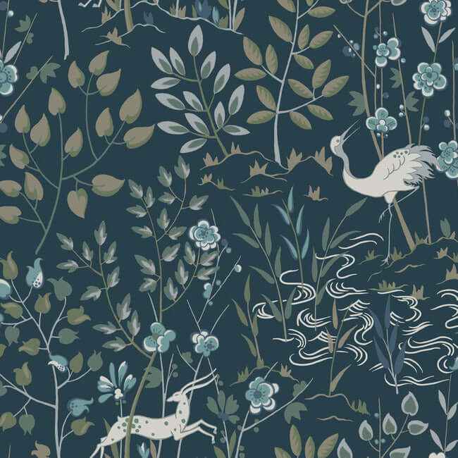 Aspen Dark Blue Wallpaper - York Wallcoverings - HO2128 - York Wallcoverings Wallpaper