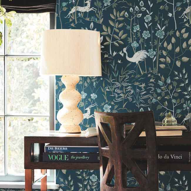 Aspen Dark Blue Wallpaper - York Wallcoverings - HO2128 - York Wallcoverings Wallpaper