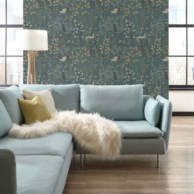 Aspen Teal & Brown Wallpaper - York Wallcoverings - LL4786