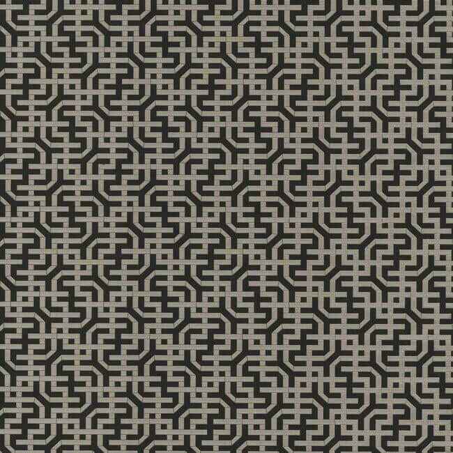 Dynastic Lattice Black Wallpaper - York Wallcoverings - 5801 - York Wallcoverings Wallpaper