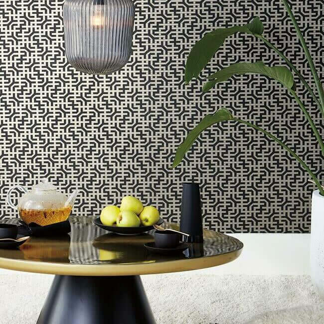 dynastic-lattice-wallpaper-blackglint-york-wallcoverings-5801 - York Wallcoverings Wallpaper