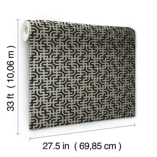 dynastic-lattice-wallpaper-blackglint-york-wallcoverings-5801 - York Wallcoverings Wallpaper