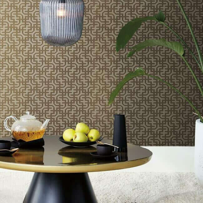 dynastic-lattice-wallpaper-glintgold-york-wallcoverings-5804 - York Wallcoverings Wallpaper