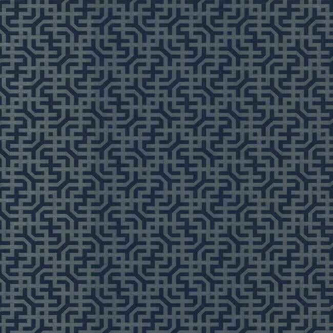 Dynastic Lattice Navy Wallpaper - York Wallcoverings - 5800 - York Wallcoverings Wallpaper