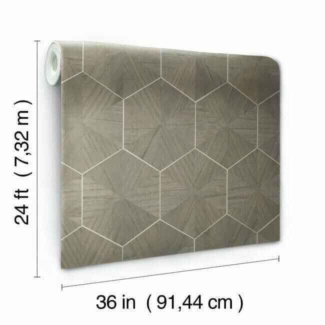 Hexagram Wood Veneer Brown Wallpaper - York Wallcoverings - HO2102 - York Wallcoverings Wallpaper