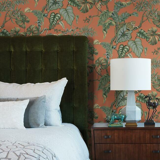 jungle-cat-wallpaper-orange-york-wallcoverings-ho2142 - York Wallcoverings Wallpaper
