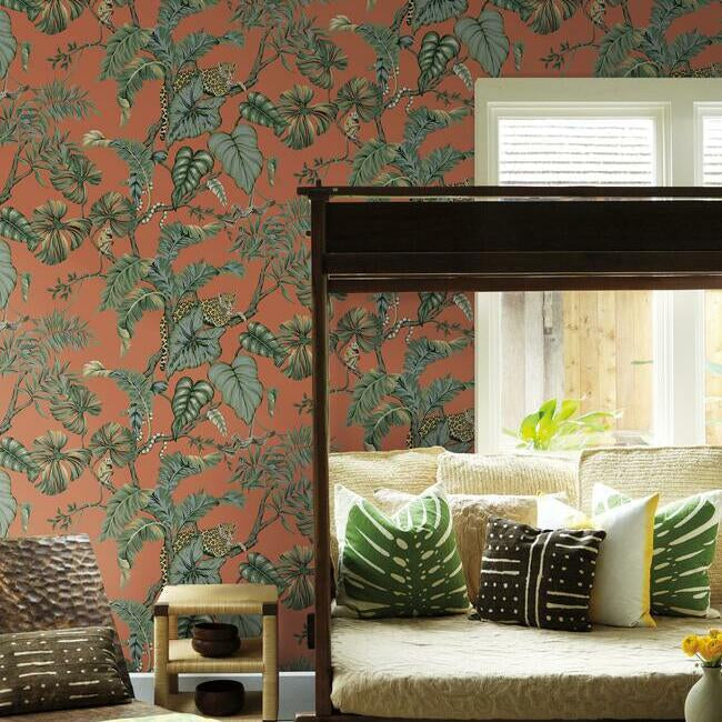 jungle-cat-wallpaper-orange-york-wallcoverings-ho2142 - York Wallcoverings Wallpaper