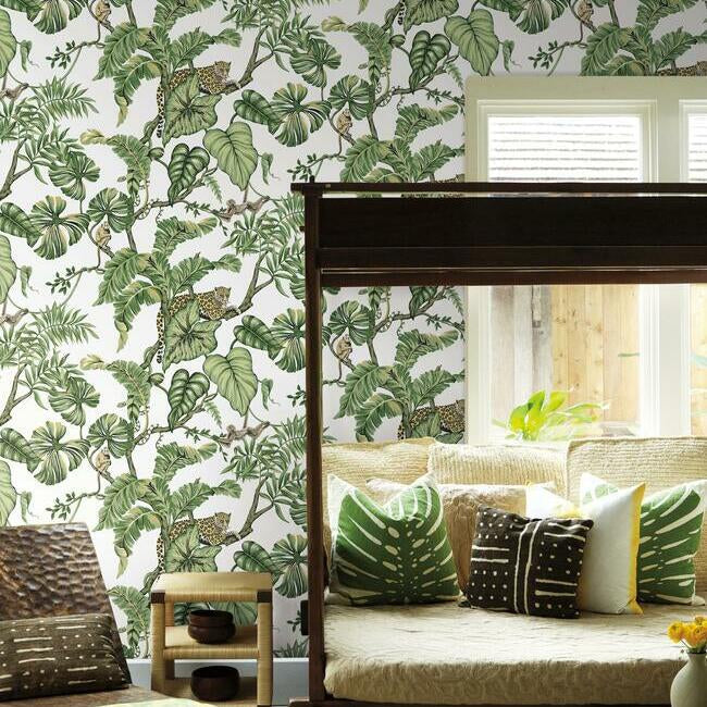 jungle-cat-wallpaper-white-york-wallcoverings-ho2145 - York Wallcoverings Wallpaper