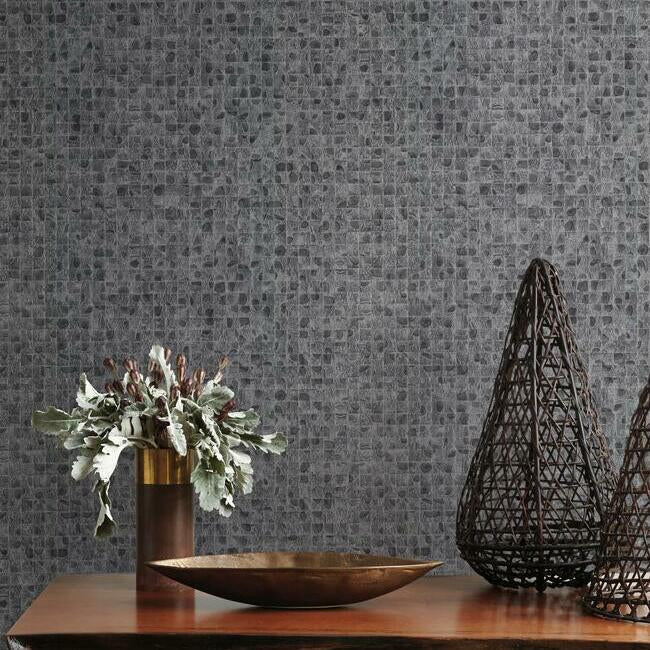 leather-lux-wallpaper-gunmetal-york-wallcoverings-ho2119 - York Wallcoverings Wallpaper