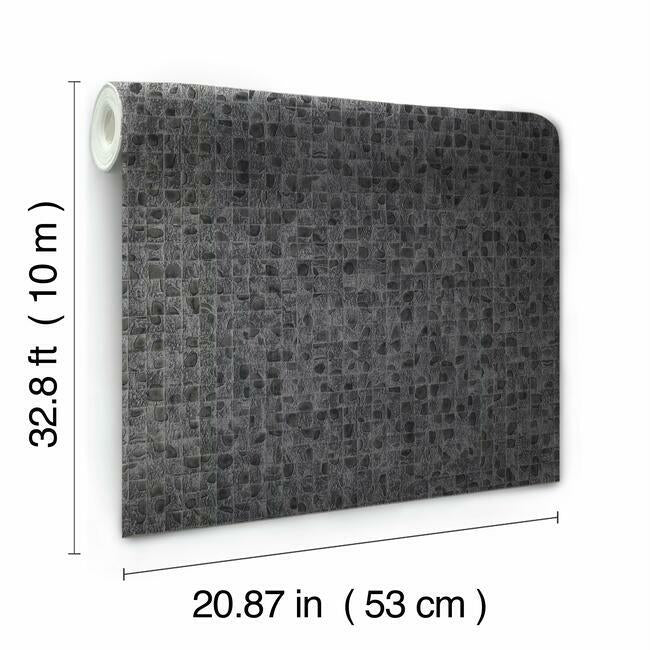 leather-lux-wallpaper-gunmetal-york-wallcoverings-ho2119 - York Wallcoverings Wallpaper