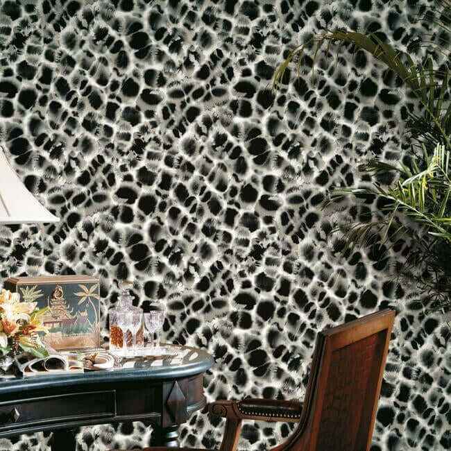 Leopard Rosettes Wallpaper Blacklinen - York Wallcoverings - HO2164 - York Wallcoverings Wallpaper