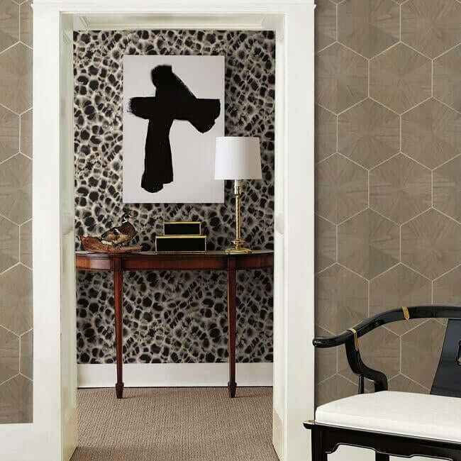 Leopard Rosettes Black Wallpaper - York Wallcoverings - HO2162 - York Wallcoverings Wallpaper
