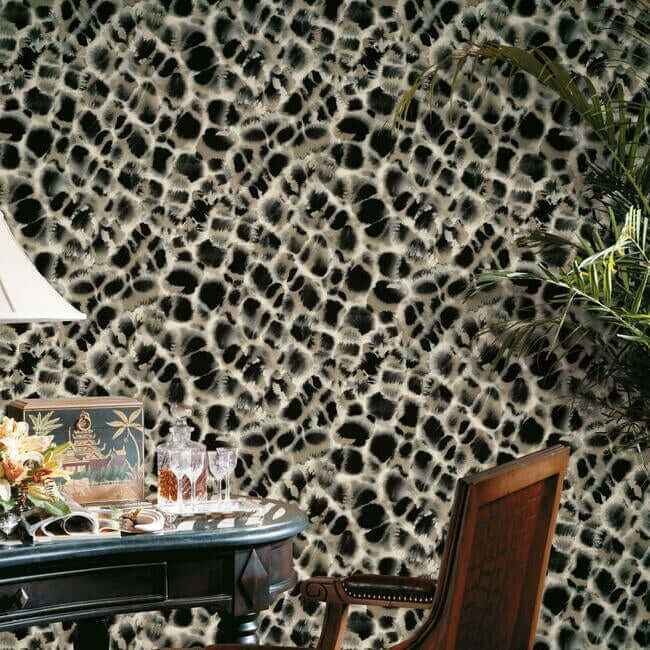 Leopard Rosettes Black Wallpaper - York Wallcoverings - HO2162 - York Wallcoverings Wallpaper