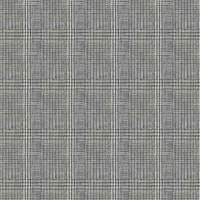 Shirting Plaid Black Wallpaper - York Wallcoverings - HO2170 - York Wallcoverings Wallpaper