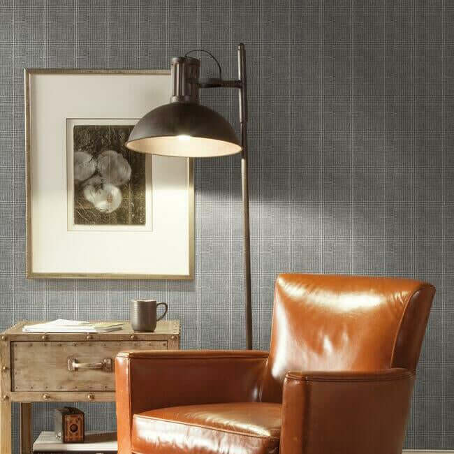 shirting-plaid-black-wallpaper-york-wallcoverings-ho2170 - York Wallpaper Wallpaper