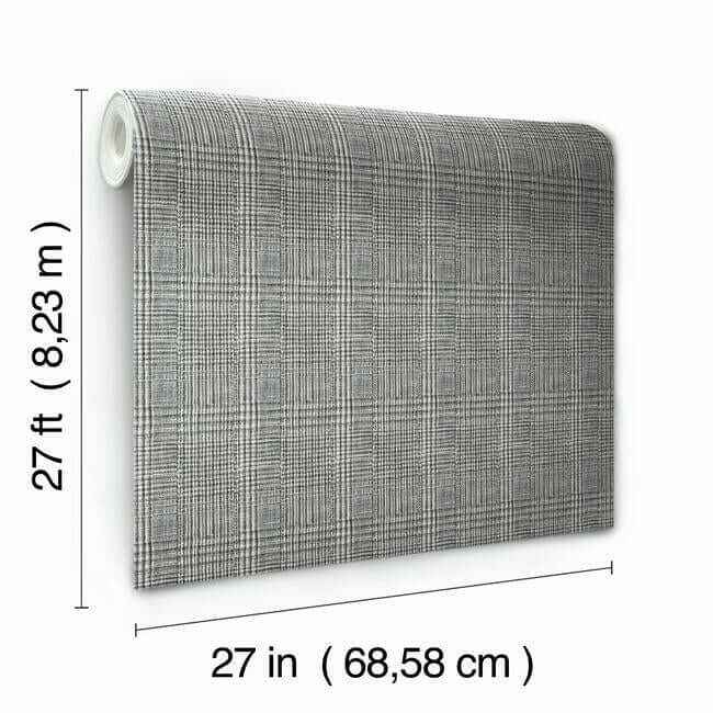 Shirting Plaid Black Wallpaper - York Wallcoverings - HO2170 - York Wallcoverings Wallpaper
