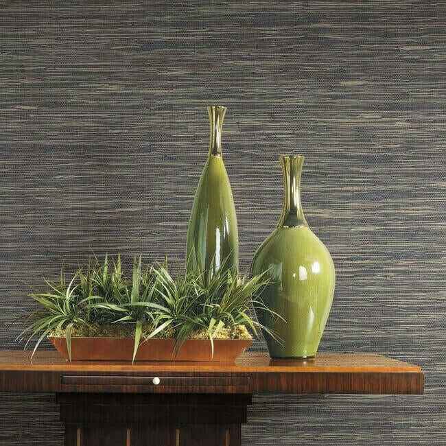 Threaded Jute Navy Wallpaper - York Wallcoverings - OG0520 - York Wallcoverings Wallpaper