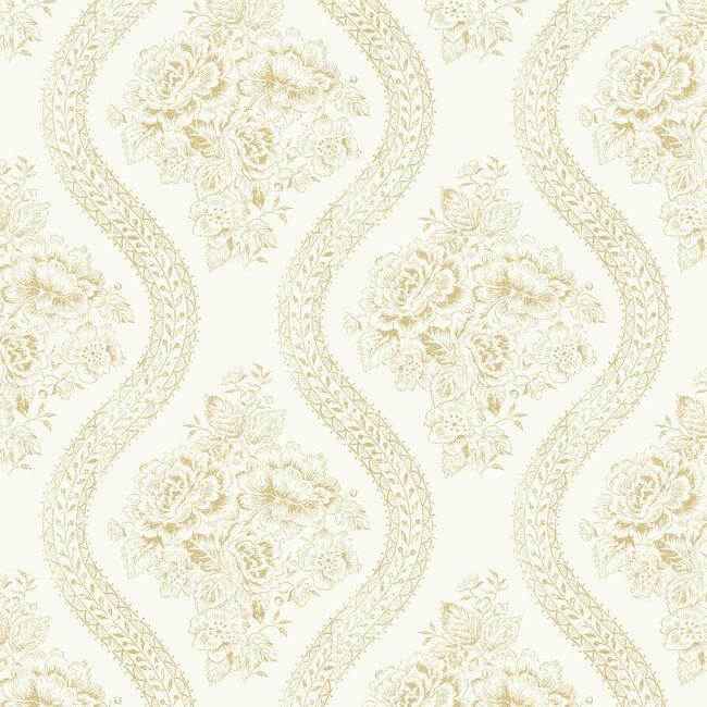 Coverlet Floral Yellow Wallpaper - York Wallcoverings - MH1602