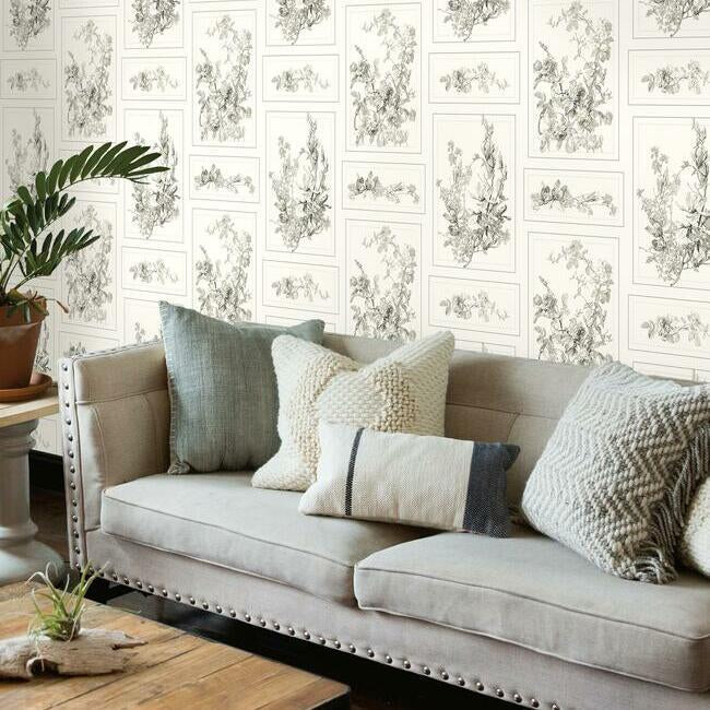 the-magnolia-wallpaper-greywhite-york-wallcoverings-mh1543 - York Wallcoverings Wallpaper