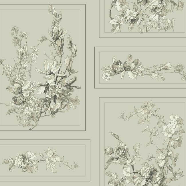 the-magnolia-brown-grey-wallpaper-york-wallcoverings-mh1544 - York Wallpaper Wallpaper