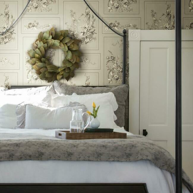 The Magnolia Brown & Grey Wallpaper - York Wallcoverings - MH1544 - York Wallcoverings Wallpaper