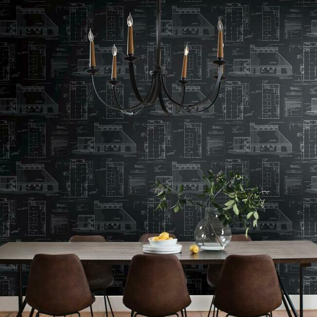 the-market-wallpaper-black-york-wallcoverings-mh1536 - York Wallcoverings Wallpaper