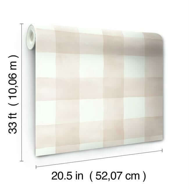 watercolor-check-pink-white-wallpaper-york-wallcoverings-mh1517 - York Wallcoverings Wallpaper