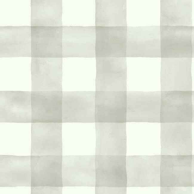 Watercolor Check Grey & White Wallpaper - York Wallcoverings - MH1518