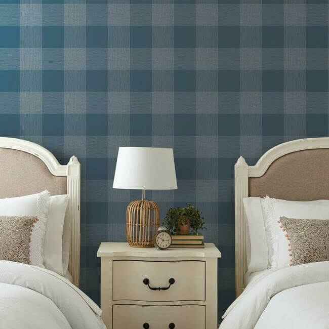 Common Thread Navy & White Wallpaper - York Wallcoverings - ME1522 - York Wallcoverings Wallpaper