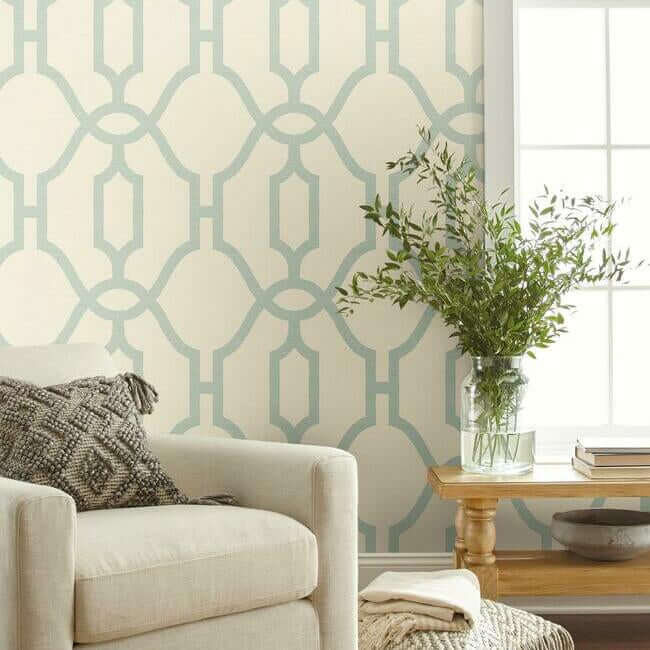 woven-trellis-wallpaper-eggshell-blue-york-wallcoverings-me1553 - York Wallcoverings Wallpaper