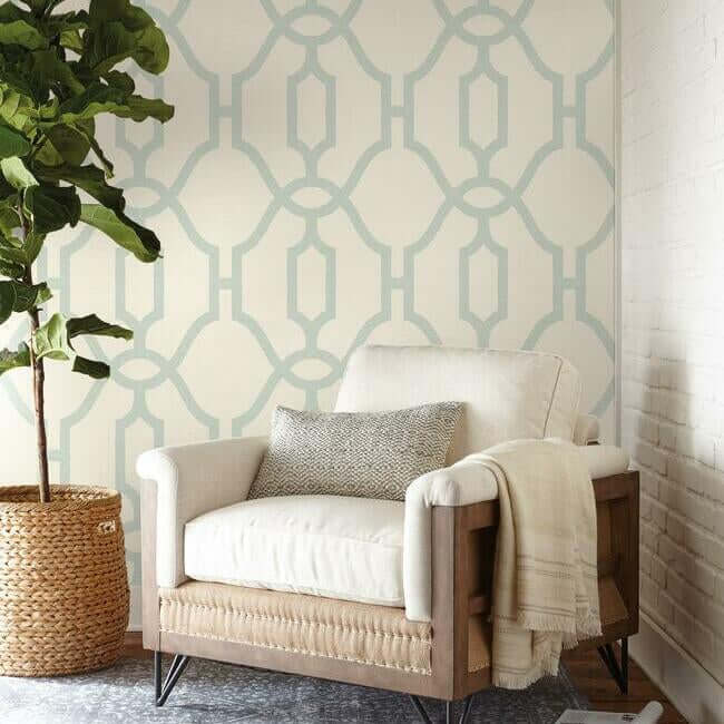 woven-trellis-wallpaper-eggshell-blue-york-wallcoverings-me1553 - York Wallcoverings Wallpaper