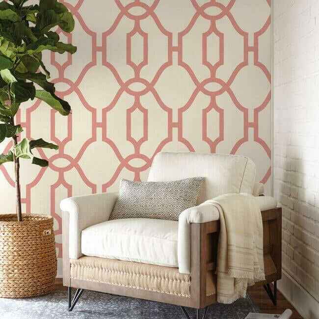 Woven Trellis Pompian Red Wallpaper - York Wallcoverings - ME1556 - York Wallcoverings Wallpaper