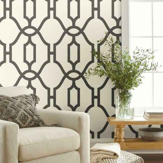 Repurpose Woven Trellis Charcoal Wallpaper - York Wallcoverings - ME1550 - York Wallcoverings Wallpaper