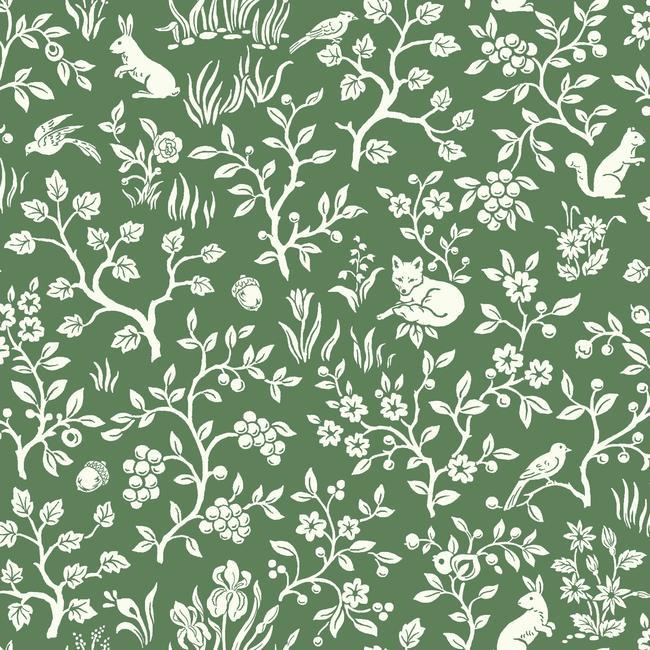 fox-hare-wallpaper-forest-green-york-wallcoverings-me1573