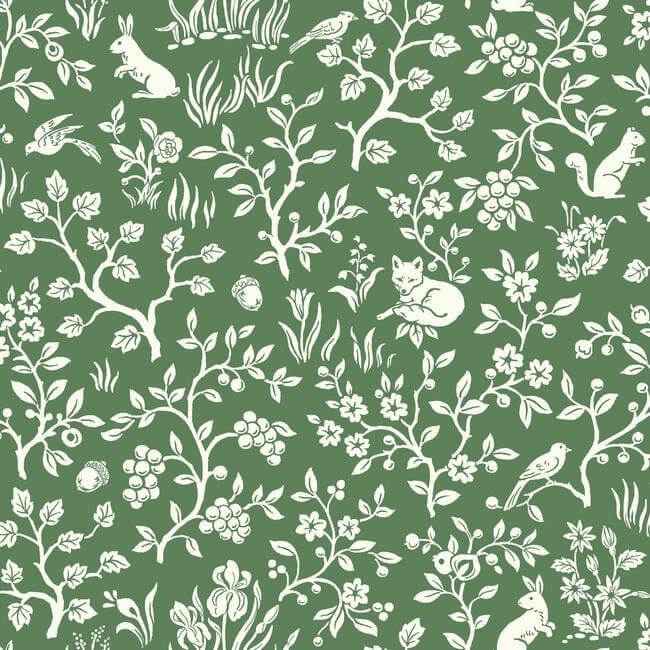 Fox & Hare Forest Green Wallpaper - York Wallcoverings - ME1573