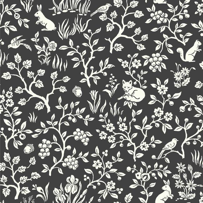 fox-hare-wallpaper-straight-black-york-wallcoverings-me1570 - York Wallcoverings Wallpaper