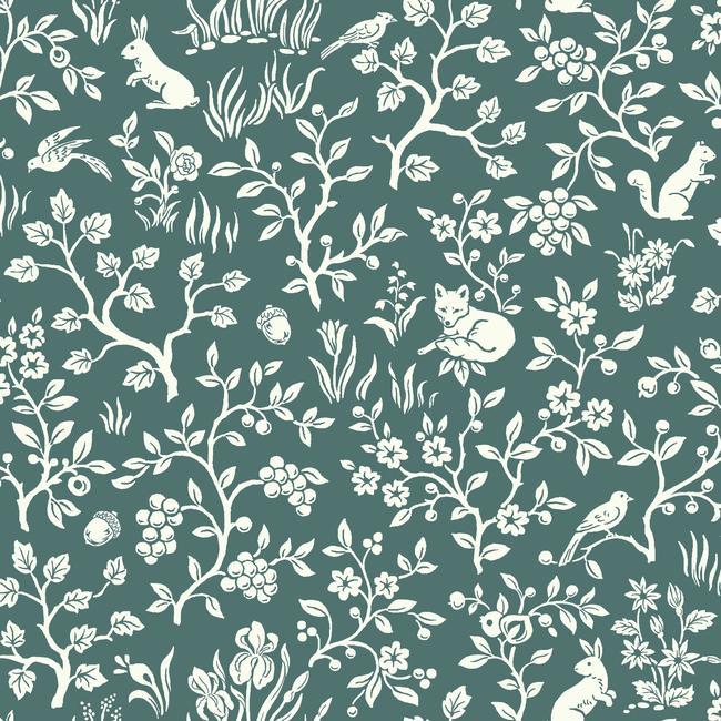 fox-hare-wallpaper-weekends-teal-york-wallcoverings-me1574