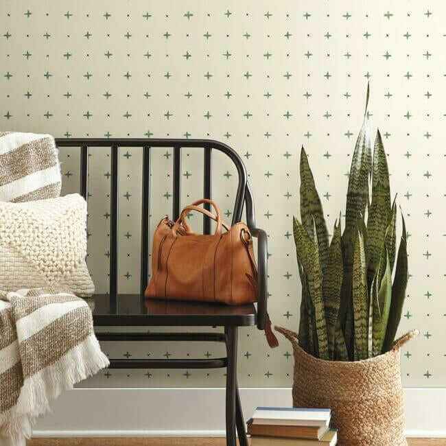 Cross Stitch Green Wallpaper - York Wallcoverings - MK1102 - York Wallcoverings Wallpaper