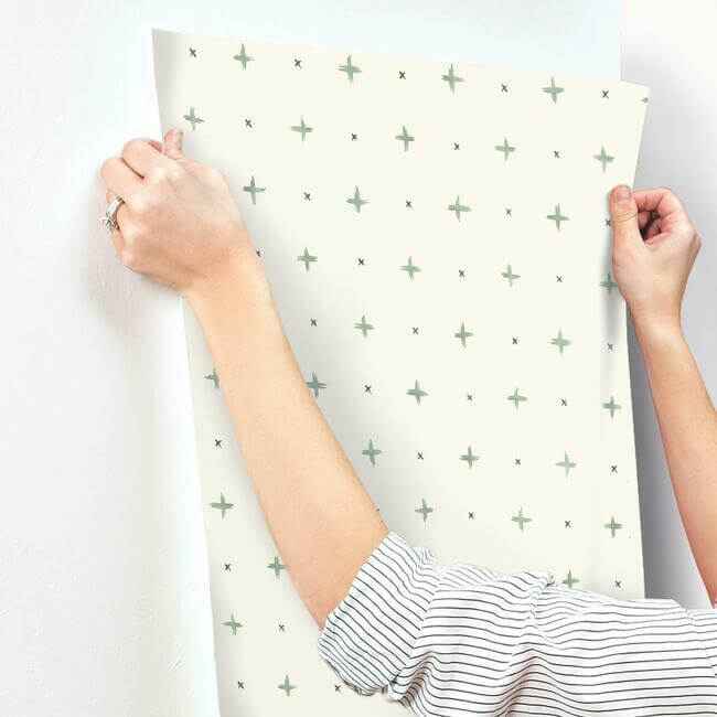 Cross Stitch Green Wallpaper - York Wallcoverings - MK1102 - York Wallcoverings Wallpaper