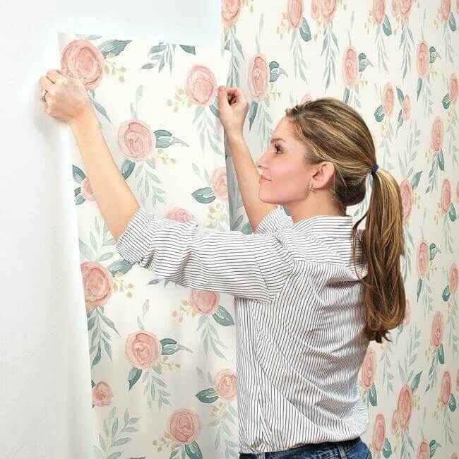 Watercolor Roses Red Wallpaper - York Wallcoverings - MK1126 - York Wallcoverings Wallpaper