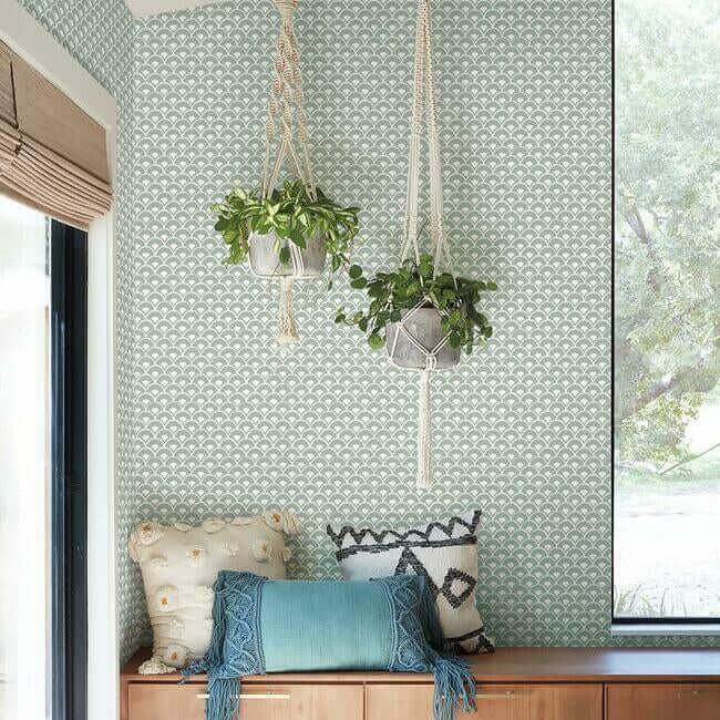 stacked-scallops-blue-wallpaper-york-wallcoverings-mk1151 - York Wallpaper Wallpaper