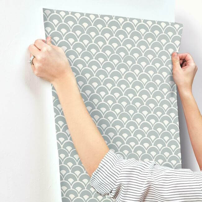 stacked-scallops-blue-wallpaper-york-wallcoverings-mk1151 - York Wallpaper Wallpaper