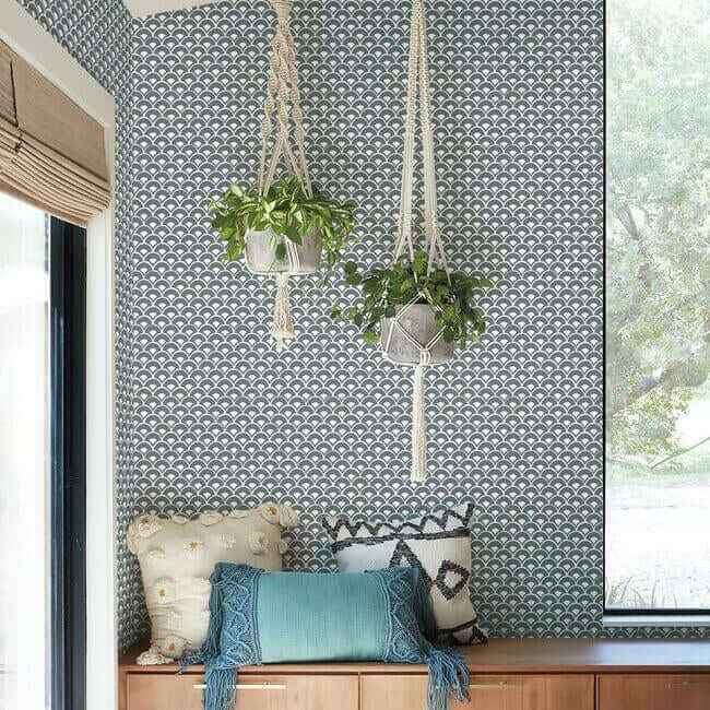 Stacked Scallops Grey Wallpaper - York Wallcoverings - MK1150 - York Wallcoverings Wallpaper