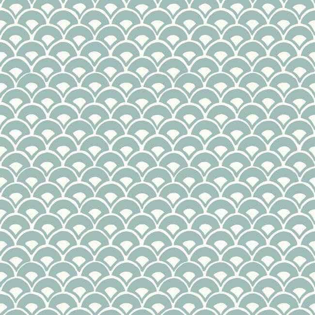 Stacked Scallops Blue Wallpaper - York Wallcoverings - MK1157